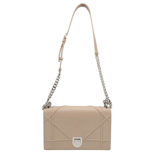 229 - A Christian Dior Beige Leather Diorama Flap Bag. Beige leather exterior with silver-toned hardware. ... 