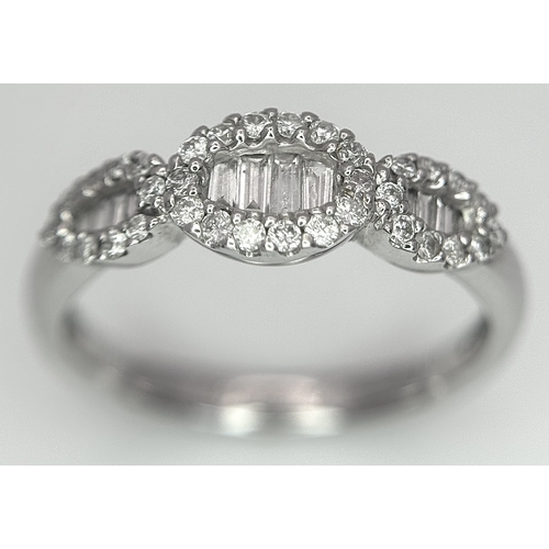 235 - A 14K WHITE GOLD MIXED CUT DIAMOND RING. 0.35CTW, 2.5G TOTAL WEIGHT. SIZE M. Ref: SC 2067