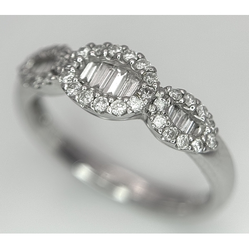 235 - A 14K WHITE GOLD MIXED CUT DIAMOND RING. 0.35CTW, 2.5G TOTAL WEIGHT. SIZE M. Ref: SC 2067