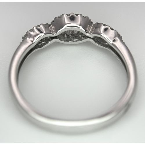235 - A 14K WHITE GOLD MIXED CUT DIAMOND RING. 0.35CTW, 2.5G TOTAL WEIGHT. SIZE M. Ref: SC 2067