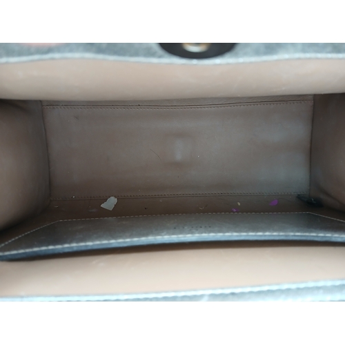 265 - A Gucci Diana Metallic Silver Leather Bamboo Handle Tote Bag. Metallic silver leather exterior with ... 