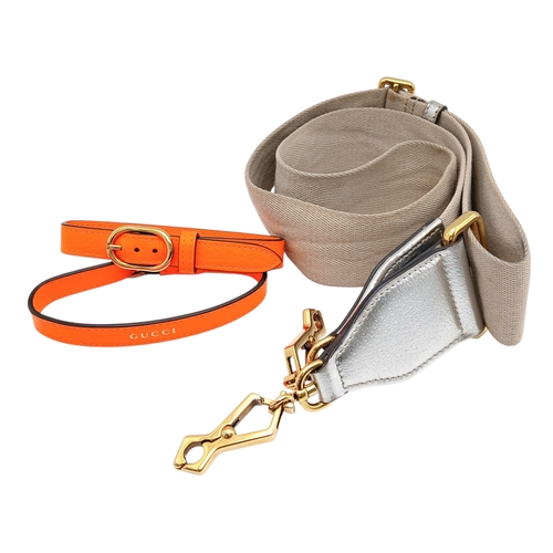 265 - A Gucci Diana Metallic Silver Leather Bamboo Handle Tote Bag. Metallic silver leather exterior with ... 