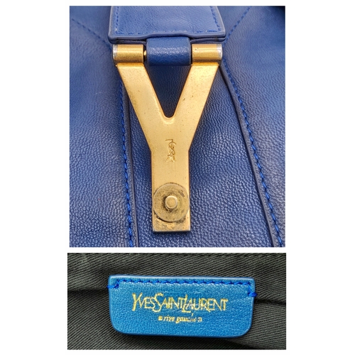 272 - A Yves Saint Laurent Cabas Chyc Tote Bag. Blue leather exterior with gold-toned hardware and zipped ... 