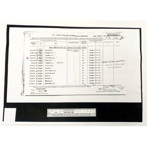 291 - An Indian General Service Medal 1908, with clasp ‘Burma 1930-32’.  Named to: 2319017 Sgln  A S Phill... 