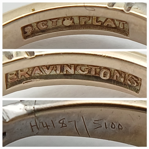 302 - A 9K YELLOW GOLD AND PLATINUM VINTAGE DIAMOND RING. 2.5G TOTAL WEIGHT, SIZE L. Ref: SC 2003