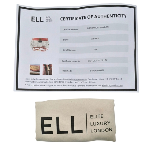 348 - A Miu Miu Matelassé Leather Shoulder Bag. Light purple leather exterior with gold-toned hardware, du... 