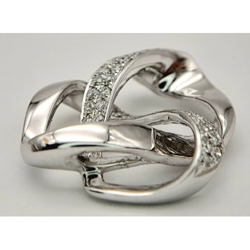 36 - AN 18K WHITE GOLD DIAMOND SET SWIRL DESIGN PENDANT. 0.28CTW, 2.8G TOTAL WEIGHT, 17mm x 18mm. Ref: SC... 