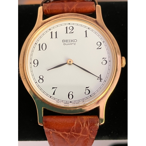 231 - Gentleman’s SEIKO QUARTZ SLIMLINE WRISTWATCH V700-8A10. Finished in gold tone.Serial Number 072390. ... 