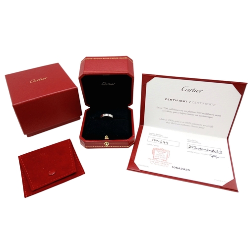 198 - A Cartier 950 Platinum Band Ring. Size L 1/2. 6.8g. Comes with Cartier packaging and a COA.  Ref: J1... 