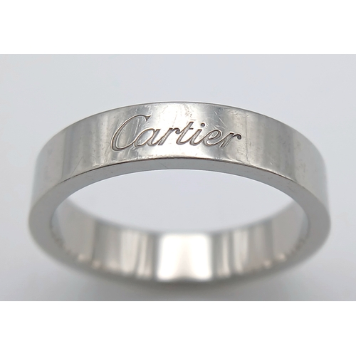 198 - A Cartier 950 Platinum Band Ring. Size L 1/2. 6.8g. Comes with Cartier packaging and a COA.  Ref: J1... 