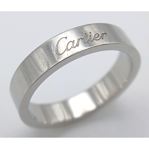 198 - A Cartier 950 Platinum Band Ring. Size L 1/2. 6.8g. Comes with Cartier packaging and a COA.  Ref: J1... 