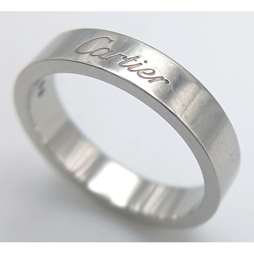 198 - A Cartier 950 Platinum Band Ring. Size L 1/2. 6.8g. Comes with Cartier packaging and a COA.  Ref: J1... 