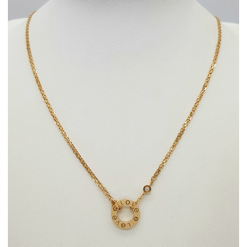 205 - A Bulgari 18K Gold Diamond Necklace and Pendant. Set with two round brilliant cut diamonds. Pendant ... 