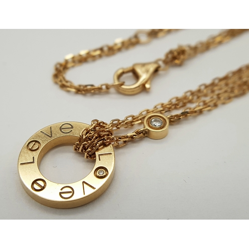 205 - A Bulgari 18K Gold Diamond Necklace and Pendant. Set with two round brilliant cut diamonds. Pendant ... 