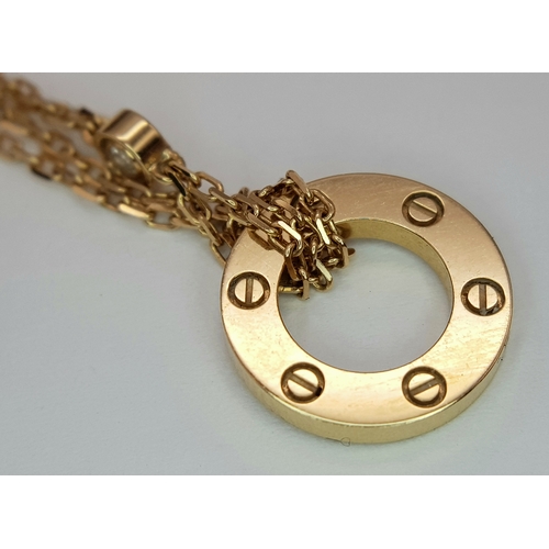 205 - A Bulgari 18K Gold Diamond Necklace and Pendant. Set with two round brilliant cut diamonds. Pendant ... 