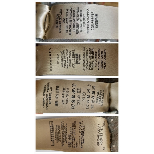 211 - A Burberry Wool Cashmere House Check Fringe Scarf in Camel and Green. Featuring Burberry’s classic c... 