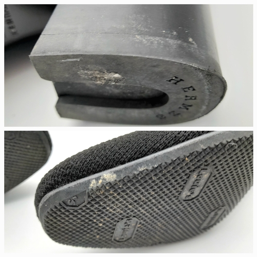 226 - A pair of Hermes knit calfskin Fontaine 60 Boots. size 35. Black knit exterior with leather accents ... 