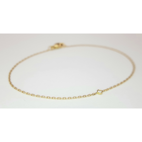 233 - An 18K Rose Gold Diamond Bracelet. 0.013ct diamond. 14cm. 0.54g  Ref: J188