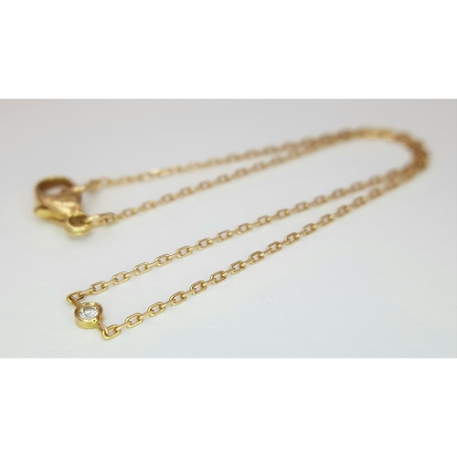 233 - An 18K Rose Gold Diamond Bracelet. 0.013ct diamond. 14cm. 0.54g  Ref: J188