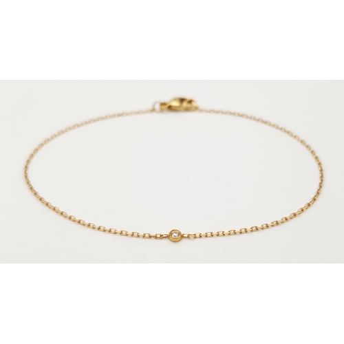 233 - An 18K Rose Gold Diamond Bracelet. 0.013ct diamond. 14cm. 0.54g  Ref: J188