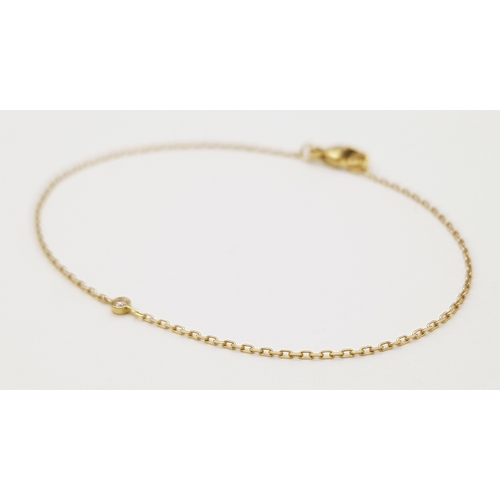 233 - An 18K Rose Gold Diamond Bracelet. 0.013ct diamond. 14cm. 0.54g  Ref: J188