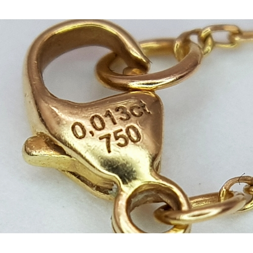 233 - An 18K Rose Gold Diamond Bracelet. 0.013ct diamond. 14cm. 0.54g  Ref: J188