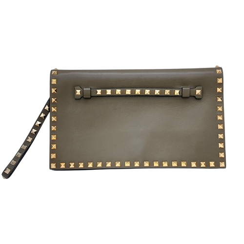 277 - A Valentino Garavani Nappa Rockstud Wristlet Clutch. Olive Green leather exterior with gold-toned st... 