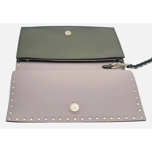 277 - A Valentino Garavani Nappa Rockstud Wristlet Clutch. Olive Green leather exterior with gold-toned st... 