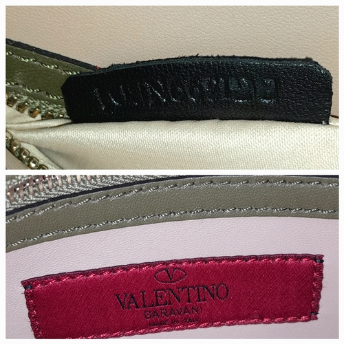 277 - A Valentino Garavani Nappa Rockstud Wristlet Clutch. Olive Green leather exterior with gold-toned st... 