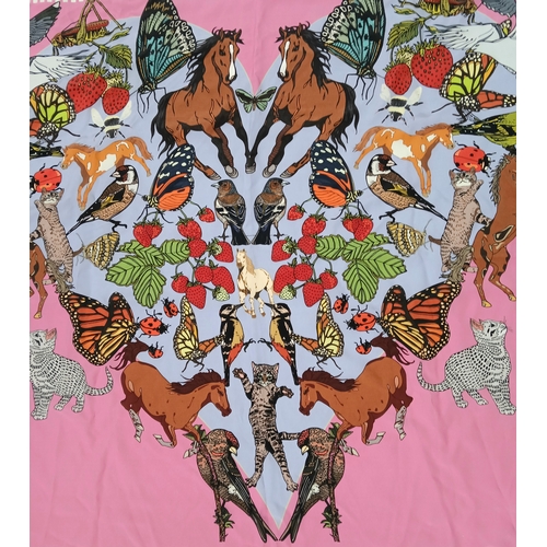 306 - Withdrawn - A Hermès Colourful Silk Animal Print Scarf. In good condition. Approx 90cm x 90cm. Comes... 