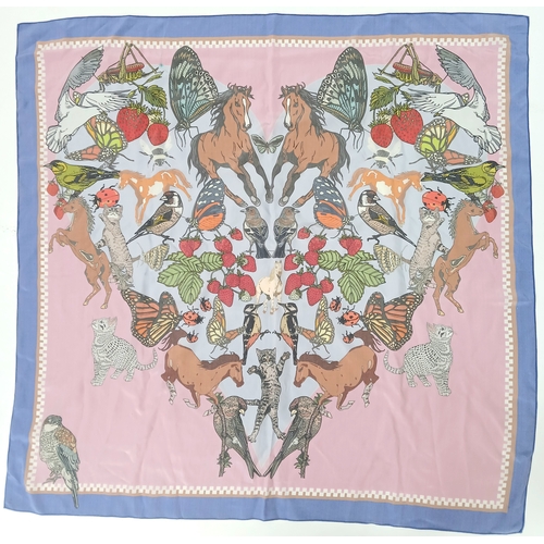 306 - Withdrawn - A Hermès Colourful Silk Animal Print Scarf. In good condition. Approx 90cm x 90cm. Comes... 