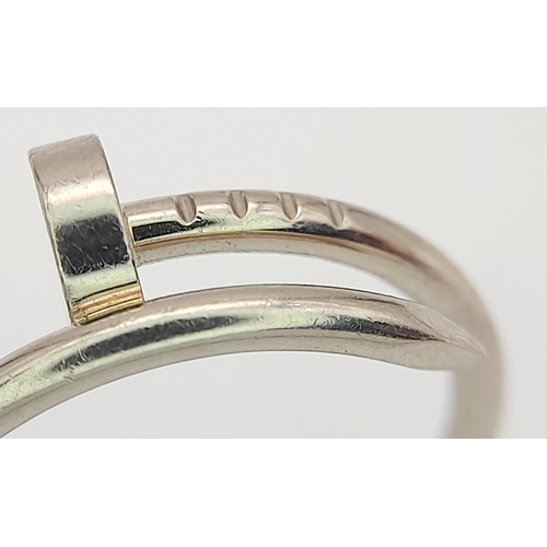 321 - A Cartier 18K White Gold Juste un Clou Band Ring. Size P. 3.75g.  Ref: J227