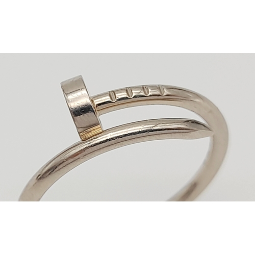321 - A Cartier 18K White Gold Juste un Clou Band Ring. Size P. 3.75g.  Ref: J227