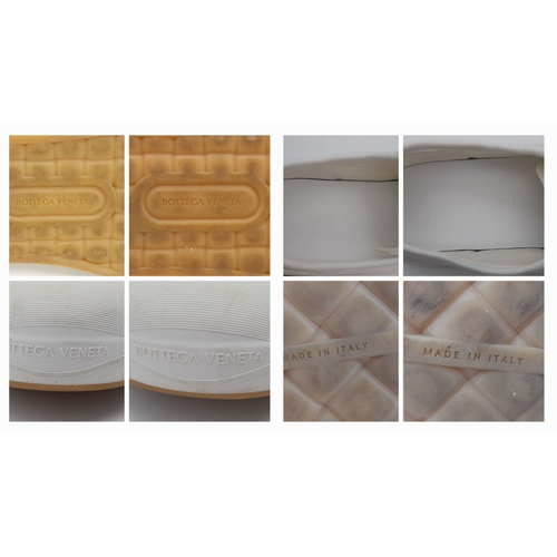 328 - A pair of Bottega Veneta Vulcan Canvas Sneakers. Optic white canvas upper with tonal stitching, rein... 