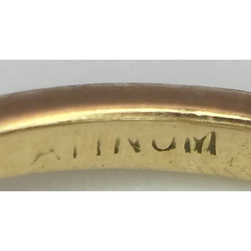 33 - An Antique Edwardian 18K Gold, Platinum and Diamond Ring. Abstract form with Pear and Old Cut Diamon... 