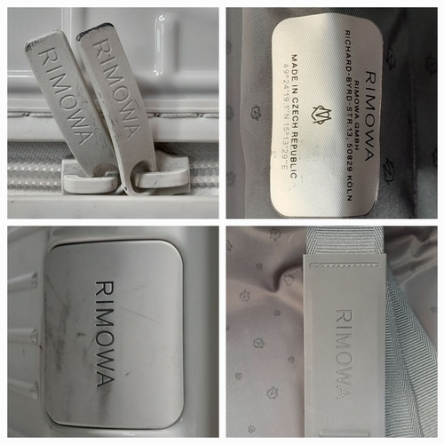 342 - A Rimowa White Essential Cabin Suitcase. High performance polycarbonate exterior with single handle,... 