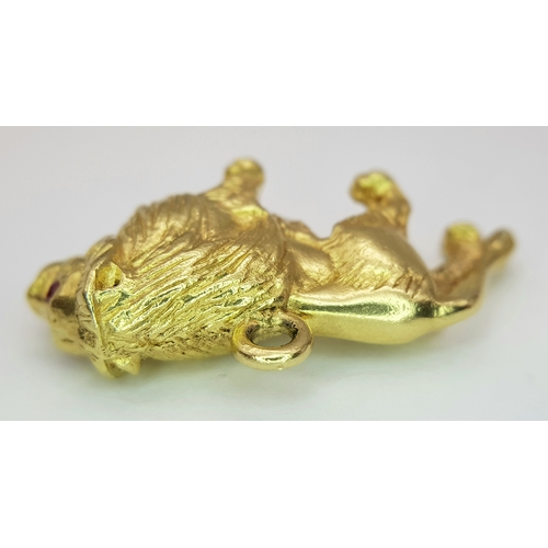 148 - A Glorious 18K Yellow Solid Gold Lion with Ruby Eyes Pendant/charm. Wonderful detail and heavy weigh... 