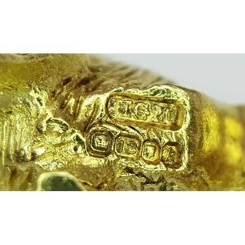 148 - A Glorious 18K Yellow Solid Gold Lion with Ruby Eyes Pendant/charm. Wonderful detail and heavy weigh... 