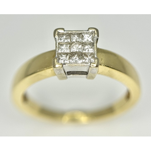 145 - AN 18K YELLOW GOLD DIAMOND RING. 0.25CT. 4.1G. SIZE O. A/S 1270.