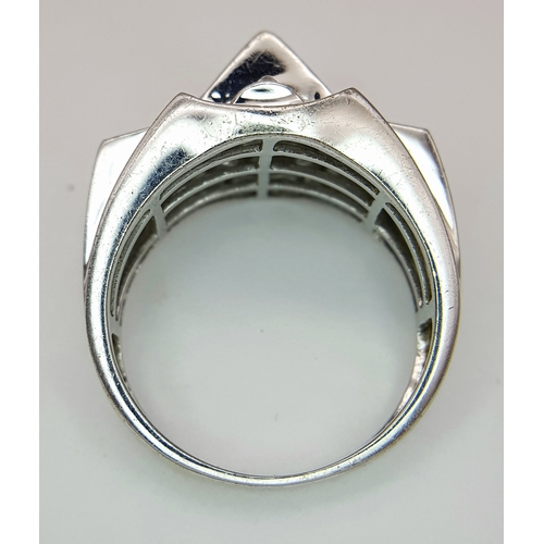 124 - A 14K WHITE GOLD FANCY DIAMOND SET RING. 1.75CTW. 9.5G. SIZE U. JR3002.