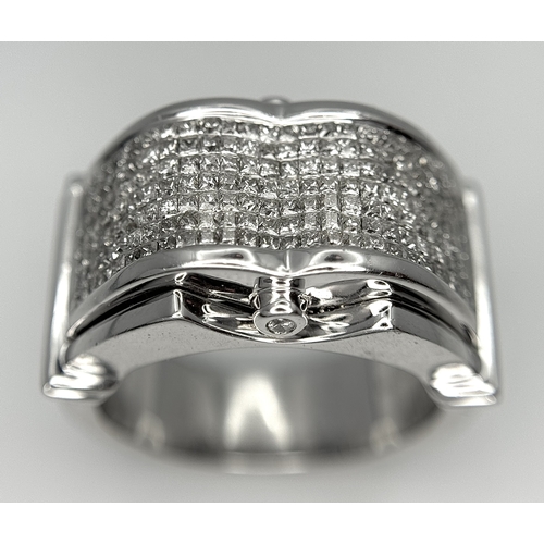 138 - A 14K WHITE GOLD FANCY DIAMOND SET RING. 1.20CTW. 15.9G. SIZE Q. JR 3008.