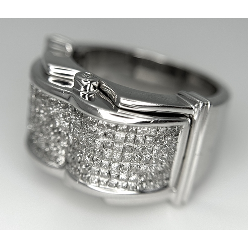 138 - A 14K WHITE GOLD FANCY DIAMOND SET RING. 1.20CTW. 15.9G. SIZE Q. JR 3008.