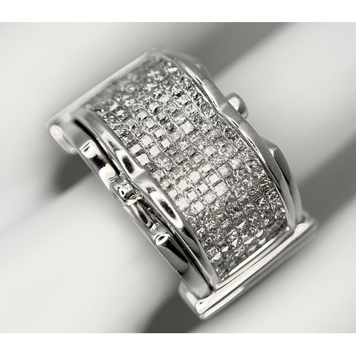 138 - A 14K WHITE GOLD FANCY DIAMOND SET RING. 1.20CTW. 15.9G. SIZE Q. JR 3008.