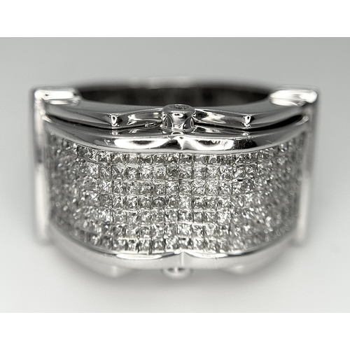 138 - A 14K WHITE GOLD FANCY DIAMOND SET RING. 1.20CTW. 15.9G. SIZE Q. JR 3008.