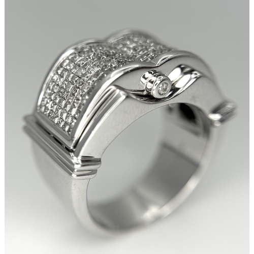 138 - A 14K WHITE GOLD FANCY DIAMOND SET RING. 1.20CTW. 15.9G. SIZE Q. JR 3008.