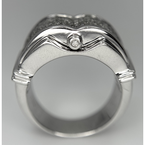 138 - A 14K WHITE GOLD FANCY DIAMOND SET RING. 1.20CTW. 15.9G. SIZE Q. JR 3008.