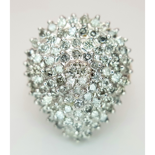 173 - A 9K YELLOW GOLD PEAR SHAPED DIAMOND CLUSTER RING 0.70CT , 7.2G TOTAL WEIGHT, SIZE N. REF: SC 3025