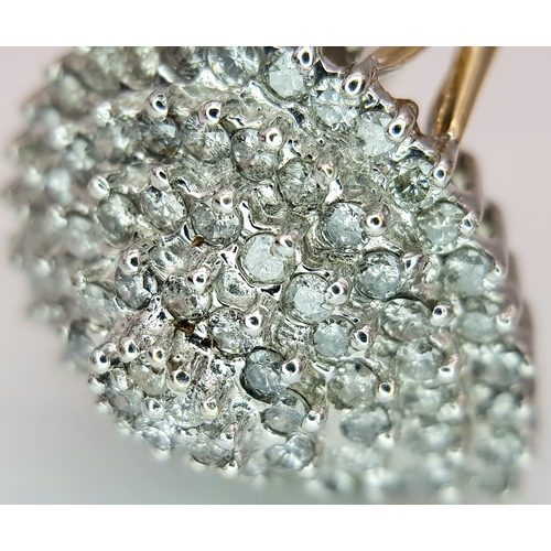 173 - A 9K YELLOW GOLD PEAR SHAPED DIAMOND CLUSTER RING 0.70CT , 7.2G TOTAL WEIGHT, SIZE N. REF: SC 3025
