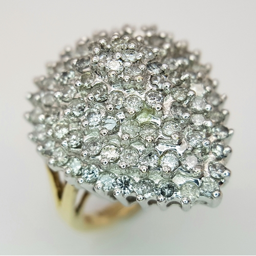 173 - A 9K YELLOW GOLD PEAR SHAPED DIAMOND CLUSTER RING 0.70CT , 7.2G TOTAL WEIGHT, SIZE N. REF: SC 3025