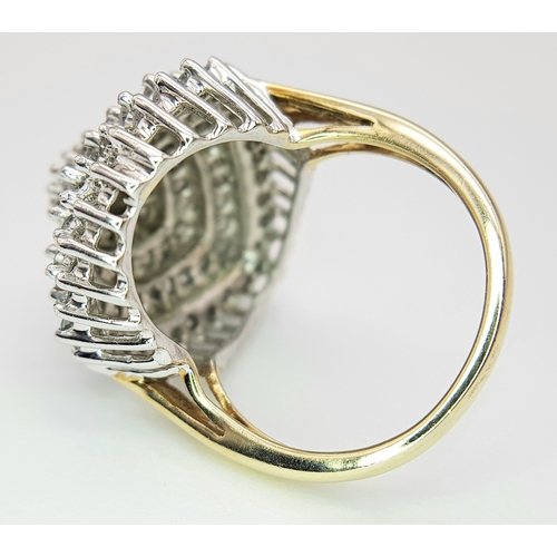 173 - A 9K YELLOW GOLD PEAR SHAPED DIAMOND CLUSTER RING 0.70CT , 7.2G TOTAL WEIGHT, SIZE N. REF: SC 3025